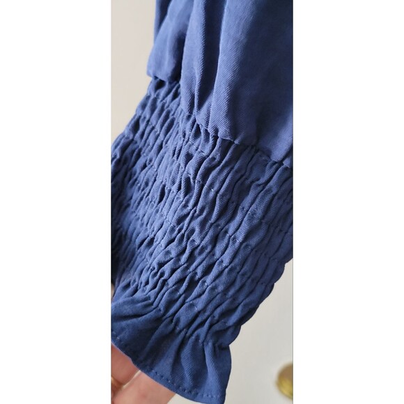 Long Sleeve Tie Knot Front V Neck Navy Blue Romper Sz L - Picture 5 of 8